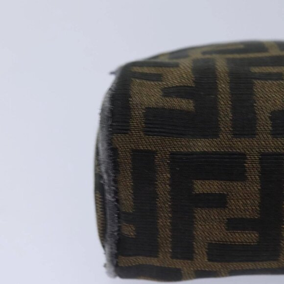 FENDI Zucca Canvas Pouch Brown Black Silver Auth fm3759 - Picture 4 of 16